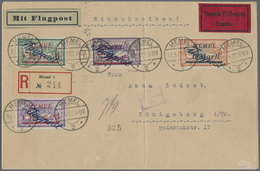 Br Memel: 1922, 3 M. Auf 60 C. Flugpost Mit Angegebener Zufrankatur Auf R-Eilboten-Flugpostbrief Aus "M - Memel (Klaipeda) 1923