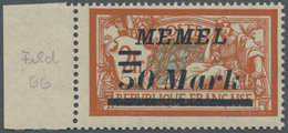 ** Memel: 50 Mark Seltener Enger Abstand 2,4 Mm, Postfrisch, Gepr. - Memel (Klaïpeda) 1923