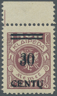 ** Memel: 1923 30 C. Auf 500 M. Graulila Mit Doppeltem Probeaufdruck "Strichen Statt Balken", Oberrands - Memel (Klaïpeda) 1923