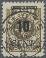 O Memel: 1923, 10 C. Auf 400 M. Dunkelolivbraun, Sauber Gestempelt, Kabinett, Signiert Dr. Petersen BP - Memel (Klaïpeda) 1923