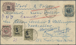 Br Memel: 1923, 50 C. Auf 400 M. Braunpurpur, 50 C. Auf 1000 M. Grünlichblau Und 50 C. Auf 500 M. Graul - Memel (Klaïpeda) 1923