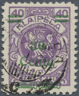 O Memel: 1923, 30 Ct. Auf 140 Mk Lebhaftgrauviolett Mit Abart "´D´in ´KLAIPEDA´ Gebrochen", Entwertet - Memel (Klaïpeda) 1923