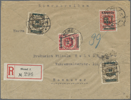 Br Memel: 60 C. Auf 50 M. Auf 25 C. Mit Aufdrucktype I Und Angegebener Zufrankatur Auf überfrankiertem - Memel (Klaipeda) 1923
