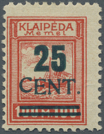 * Memel: 1923, 25 C. Grünaufdruck, Aufdrucktype I Mit Aufdruckfehler "C Von CENT 0,5 Mm Höherstehend, - Klaipeda 1923