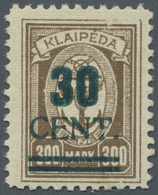 * Memel: 1923, 30 C. Grünaufdruck, Aufdrucktype I Mit Plattenfehler "schräger Kratzer Durch T Von CENT - Memel (Klaipeda) 1923