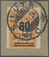 Brfst Memel: 1923, 60 C. Grünaufduck, Aufdrucktype I, Auf Kabinett-Briefstück, Signiert Ing.Becker Und Dr. - Memel (Klaïpeda) 1923