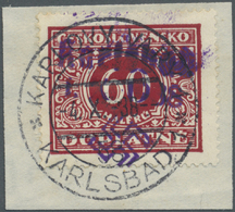 Brfst Sudetenland - Karlsbad: 60 H Portomarke Auf Briefstück Mit Seltenem Stempel "KARLSBAD 1 / 5g", Signi - Région Des Sudètes