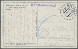 Br Sudetenland - Konstantinsbad: 16.10.1938 - Unfrankierte Colorpostkarte Nach Deutschland Mit Violette - Région Des Sudètes