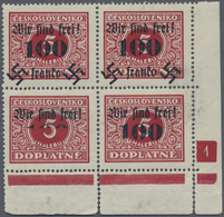 ** Sudetenland - Rumburg: 1939, 100 H Auf 5 H Dunkelrot Im 4er-Block Postfrisch, Beide Unteren Marken " - Région Des Sudètes