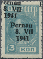 ** Dt. Besetzung II WK - Estland - Pernau (Pärnu): 1941, Freimarke 3 K Dunkelgrünlichblau, Postfrischer - Occupation 1938-45
