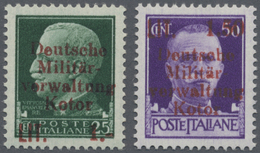 ** Dt. Besetzung II WK - Kotor: 1944, Freimarken Von Italien Mit Aufdruck, 1 Lire Auf 25 Cent. Und 1,50 - Occupazione 1938 – 45