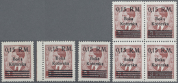 ** Dt. Besetzung II WK - Kotor: 1944. Freimarke 0,15 R.M. Auf 3 Dinar Ein 4-er Block Und 3 Einzelstücke - Bezetting 1938-45