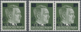 ** Dt. Besetzung II WK - Kurland: 1945, 6 Pf. / 5 Pf. Dunkelolivgrün Als Waagerechtes Paar Type II + Ty - Bezetting 1938-45