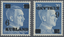 ** Dt. Besetzung II WK - Kurland: 1945, 6 Pfg. Auf 20 Pfg. Hitler Einmal Mit Kopfstehendem Aufdruckund - Occupazione 1938 – 45