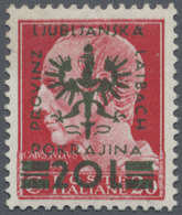 ** Dt. Besetzung II WK - Laibach: 1944, 20 L Auf 20 L Rot Aufdruckwert Mit KOPFSTEHENDEM WASSERZEICHEN - Bezetting 1938-45