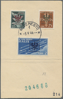 Brfst Dt. Besetzung II WK - Laibach: 1944, 25 Cent., 75 Cent. Und 2 Lire Flugpostmarken Von Italien Mit Au - Occupation 1938-45
