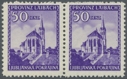 ** Dt. Besetzung II WK - Laibach: 50 C. "Farbstrich Rechts Vom Kirchturm". Extrem Seltene Abart In Best - Occupazione 1938 – 45