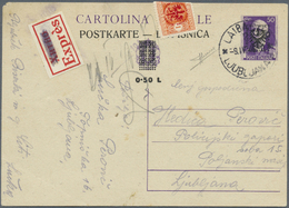 GA Dt. Besetzung II WK - Laibach - Ganzsachen: 1945. Postkarte 0.50 L Auf 50 C Violett Orts-Express-Kar - Occupation 1938-45