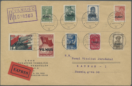 Br Dt. Besetzung II WK - Litauen: 1941, 5 K. Bis 1 R. Mit VILNIUS-Aufdruck, Kompletter Satz Auf R-Brief - Bezetting 1938-45