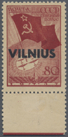 * Dt. Besetzung II WK - Litauen: 1941, "Nordpolflug" 80 Kopeken Karmin Mit Aufdruck "VILNIUS" Vom Unte - Occupazione 1938 – 45