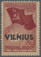 * Dt. Besetzung II WK - Litauen: 1941, "Nordpolflug" 80 Kopeken Karmin Mit Aufdruck "VILNIUS", Ungebra - Occupazione 1938 – 45