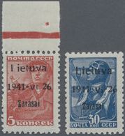 ** Dt. Besetzung II WK - Litauen - Zargrad (Zarasai): 1941, Freimarken Der Sowjetunion Mit Dreizeiligem - Occupazione 1938 – 45