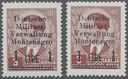 ** Dt. Besetzung II WK - Montenegro: 1943, Freimarken 3 Din Mit Aufdruck 1 Lire, 2 Postfrische Werte, D - Bezetting 1938-45