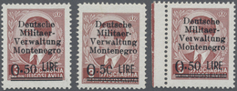 ** Dt. Besetzung II WK - Montenegro: 1943, Freimarken 3 Din Mit Aufdruck 0,50 Lire, 3 Postfrische Werte - Occupation 1938-45