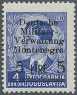 ** Dt. Besetzung II WK - Montenegro: 1944, 5 Lire Auf 4 Din Freimarke Von Jugoslawien Mit Aufdruck Post - Occupation 1938-45