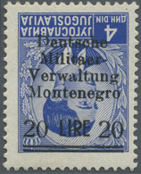 ** Dt. Besetzung II WK - Montenegro: 1943, 20 L. Auf 4 Dinar Als Postfrischer Einzelwert In Der Type "I - Occupazione 1938 – 45