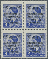 ** Dt. Besetzung II WK - Montenegro: 1943, 20 L. Auf 4 Dinar Als Postfrischer 4-er Block Mit Kopfstehen - Occupazione 1938 – 45