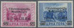 ** Dt. Besetzung II WK - Montenegro: 1944, 0,15+1,35 RM Rötlichlila Und 0,25+1,75 Kobaltblau Flüchtling - Occupazione 1938 – 45