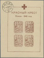 ** Dt. Besetzung II WK - Russland - Pleskau (Pskow): 1942; Block Mit Dem Kreuz In Markenfarbe Ohne Fabr - Bezetting 1938-45