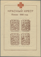 ** Dt. Besetzung II WK - Russland - Pleskau (Pskow): 1942, Block "Rotes Kreuz" Mit Teil Des Wz. 'LIGAT' - Occupation 1938-45