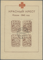 O Dt. Besetzung II WK - Russland - Pleskau (Pskow): 1942, "Rotes Kreuz”-Block Auf Holzhaltigem Papier - Bezetting 1938-45