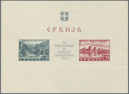 * Dt. Besetzung II WK - Serbien: Semendria-Block 1941 Geschnitten Mit Abart I „zwei Farbpunkte Rechts - Bezetting 1938-45