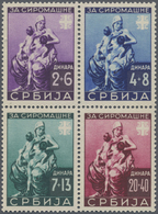 ** Dt. Besetzung II WK - Serbien: 1942, Herzstück Des Zusammendruckbogens Mit 4 Stecherzeichen Postfris - Bezetting 1938-45