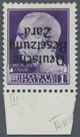 * Dt. Besetzung II WK - Zara: 1943, 1 L. Dkl.violett Type III Mit Kopfstehendem Aufdruck, Ungebraucht - Occupation 1938-45