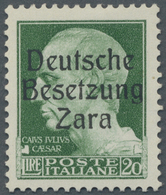 ** Dt. Besetzung II WK - Zara: 1943, 20 Lire Dunkelgrün, Aufdruck Type I,  Farbfrisches Exemplar In Gut - Occupazione 1938 – 45