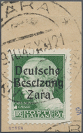 Brfst Dt. Besetzung II WK - Zara: 1943, Freimarke Mit Echtem Aufdruck 20 L Hellgelbgrün Auf Briefstück, En - Bezetting 1938-45