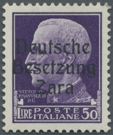 ** Dt. Besetzung II WK - Zara: 1943, 50 Lire Schwärzlichgrauviolett, Aufdruck Type I,  Farbfrisches Exe - Occupazione 1938 – 45