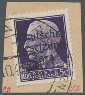 Brfst/ Dt. Besetzung II WK - Zara: 1943, Freimarke Mit Echtem Aufdruck 50 L Dunkelviolett Auf Briefstück, E - Bezetting 1938-45