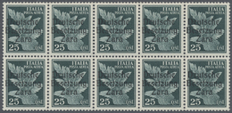 ** Dt. Besetzung II WK - Zara: 1943, 25 Cent. Flugpostmarke Mit Aufdruck Als Postfrischer 10-er Block T - Occupazione 1938 – 45