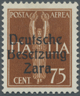 **/* Dt. Besetzung II WK - Zara: 1943, Flugpost 75 C Gelbbraun "Deutsche Besetzung Zara", Type I Mit Plat - Occupation 1938-45