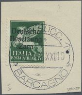 Brfst Dt. Besetzung II WK - Zara: 1943, 5 L. Flugpost Mit Aufdruck In Type I Auf Briefstück, Signiert Ludi - Bezetting 1938-45
