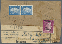 Brfst Feldpostmarken: 1944, Feldpostzulassungsmarke 40 Pfg. Hitler Mit Aufdruck Auf Päckchenadressenaussch - Other & Unclassified
