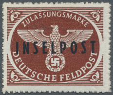 ** Feldpostmarken: 1944, Rhodos-Aufdruck Auf Durchstochener Feldpostzulassungsmarke Mi. Nr. 2Bx, Sehr G - Altri & Non Classificati