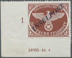 ** Feldpostmarken: 1944, Agramer Aufdruck, Zulassungsmarke Durchstochen Mit Aufdruck Der Platte I/1, Po - Other & Unclassified