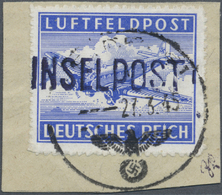 Brfst Feldpostmarken: 1945, Insel Leros Durchstochen Mit Schwarzblauviolettem Aufdruck, Type I Mit Normste - Andere & Zonder Classificatie