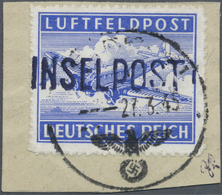 Brfst Feldpostmarken: 1945, Insel Leros Durchstochen Mit Schwarzblauviolettem Aufdruck, Type I Mit Normste - Other & Unclassified